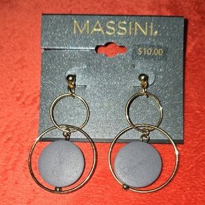 Massini Gold and Grey Double Circle Earrings